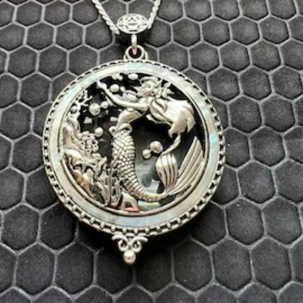 Mermaid Locket 18K White Gold Plated